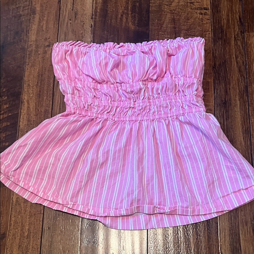 jolie pink and white striped tube top